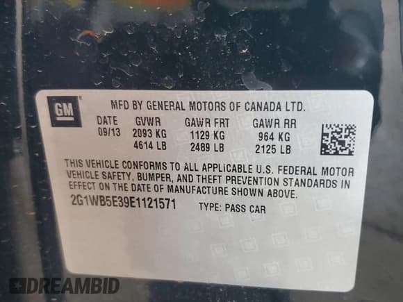 ✅ 2014 Chevrolet Impala LT • VIN: 2G1WB5E39E1121571 • Лот: 70295884. Опубликован ранее на Copart с пробегом 51 427 миль. Бесплатный доступ к архиву аукционных продаж из США и подробный отчёт об истории автомобиля на DreamBid. Изображение 12.