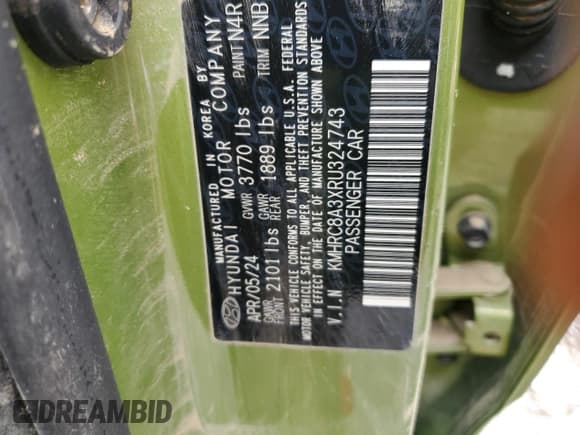 ✅ 2024 Hyundai Venue Limited • VIN: KMHRC8A3XRU324743 • Lot: 47755115. Listed on Copart with Not provided. Free auction sales archive from the USA and detailed vehicle history report at DreamBid. Image 13.