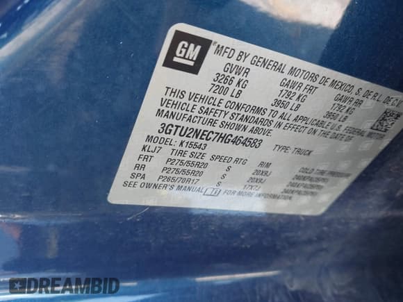 ✅ 2017 GMC Sierra 1500 SLT • VIN: 3GTU2NEC7HG464583 • Лот: 43191044. Опубликован ранее на IAAI с пробегом 120 294 миль. Бесплатный доступ к архиву аукционных продаж из США и подробный отчёт об истории автомобиля на DreamBid. Изображение 9.