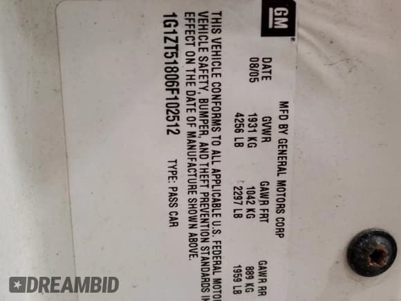 ✅ 2006 Chevrolet Malibu 2LT • VIN: 1G1ZT51806F102512 • Lot: 90499675. Listed on Copart with 161,982 mi. Free auction sales archive from the USA and detailed vehicle history report at DreamBid. Image 12.