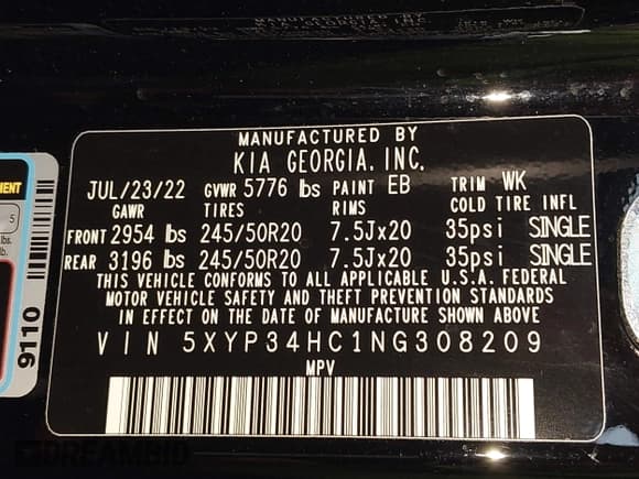 ✅ 2022 Kia Telluride EX • VIN: 5XYP34HC1NG308209 • Lot: 43689875. Listed on IAAI with 37,998 mi. Free auction sales archive from the USA and detailed vehicle history report at DreamBid. Image 9.