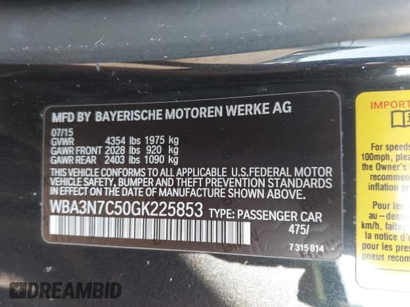 ✅ 2016 BMW 4 Series 428i • VIN: WBA3N7C50GK225853 • Лот: 42192972. Опубликован ранее на IAAI с пробегом 109 269 миль. Бесплатный доступ к архиву аукционных продаж из США и подробный отчёт об истории автомобиля на DreamBid. Изображение 9.