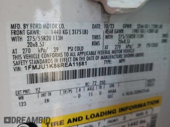 ✅ 2024 Ford Expedition Limited • VIN: 1FMJU1K88REA11681 • Lot: 67915394. Listed on Copart with 28,948 mi. Free auction sales archive from the USA and detailed vehicle history report at DreamBid. Image 13.