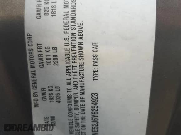 2000 Chevrolet Malibu LS с VIN 1G1NE52J6Y6254923, выставлен на аукционе Copart как лот 70229124 с пробегом Не указан миль и На запчасти • Non repairable. История ставок и продаж доступна на DreamBid. Изображение 13.