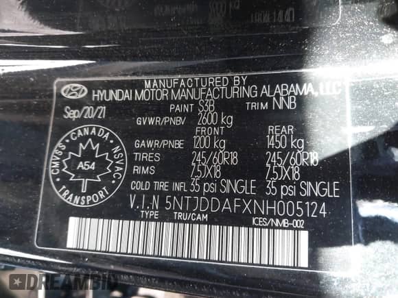 2022 Hyundai Santa Cruz SEL Premium с VIN 5NTJDDAFXNH005124, выставлен на аукционе IAAI как лот 41428379 с пробегом 34 800 миль миль и . История ставок и продаж доступна на DreamBid. Изображение 9.