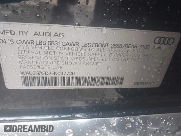 ✅ 2015 Audi A8 3.0T • VIN: WAU3GAFD7FN037726 • Lot: 41793699. Listed on IAAI with 100,773 mi. Free auction sales archive from the USA and detailed vehicle history report at DreamBid. Image 9.