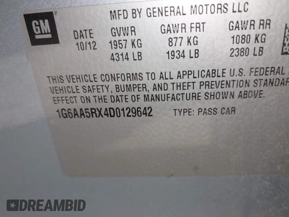 ✅ 2013 Cadillac ATS • VIN: 1G6AA5RX4D0129642 • Lot: 42099111. Listed on IAAI with 205,921 mi. Free auction sales archive from the USA and detailed vehicle history report at DreamBid. Image 9.