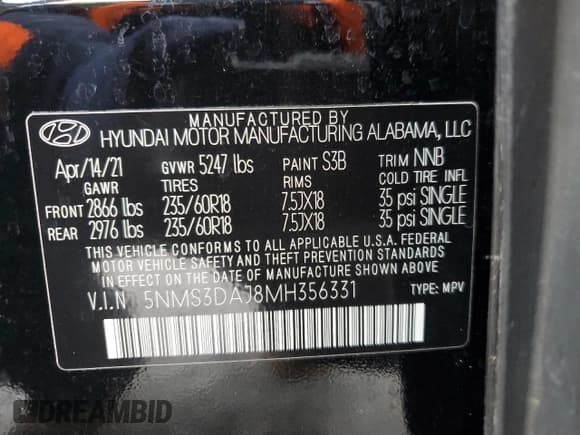 ✅ 2021 Hyundai Santa Fe SEL • VIN: 5NMS3DAJ8MH356331 • Lot: 39070474. Wystawiony na Copart z przebiegiem 35 974 mil. Bezpłatny archiwum sprzedaży aukcyjnych z USA i szczegółowy raport historii pojazdu na DreamBid. Zdjęcie 15.