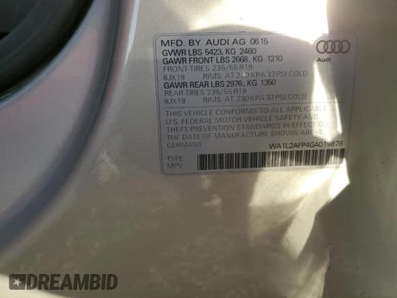 ✅ 2016 Audi Q5 Premium Plus • VIN: WA1L2AFP4GA019876 • Lot: 92634265. Wystawiony na Copart z przebiegiem 102 002 mil. Bezpłatny archiwum sprzedaży aukcyjnych z USA i szczegółowy raport historii pojazdu na DreamBid. Zdjęcie 13.