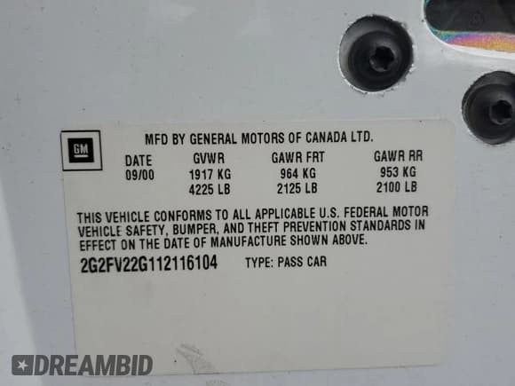 ✅ 2001 Pontiac Firebird Formula • VIN: 2G2FV22G112116104 • Lot: 47191405. Wystawiony na Copart z przebiegiem 66 990 mil. Bezpłatny archiwum sprzedaży aukcyjnych z USA i szczegółowy raport historii pojazdu na DreamBid. Zdjęcie 12.