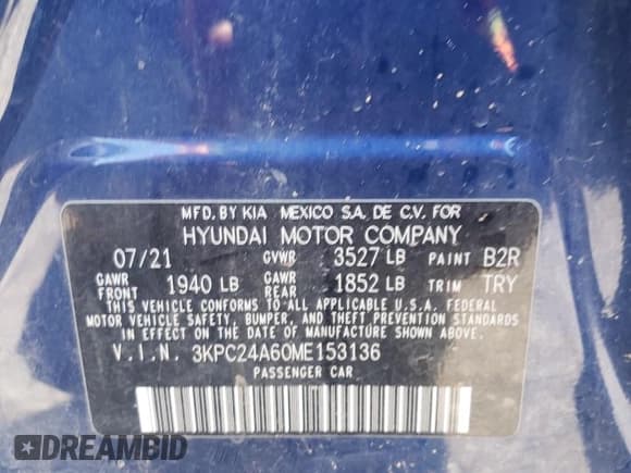 ✅ 2021 Hyundai Accent SE • VIN: 3KPC24A60ME153136 • Лот: 69567404. Опубликован ранее на Copart с пробегом Не указан. Бесплатный доступ к архиву аукционных продаж из США и подробный отчёт об истории автомобиля на DreamBid. Изображение 14.