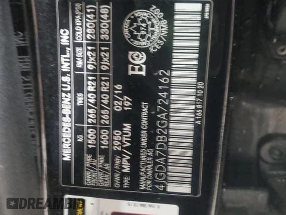 ✅ 2016 Mercedes-Benz M 550 • VIN: 4JGDA7DB2GA724162 • Лот: 85953895. Опубликован ранее на Copart с пробегом 140 241 миль. Бесплатный доступ к архиву аукционных продаж из США и подробный отчёт об истории автомобиля на DreamBid. Изображение 13.