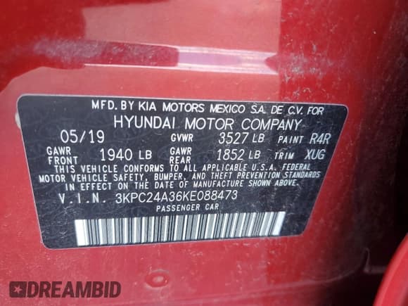 ✅ 2019 Hyundai Accent SE • VIN: 3KPC24A36KE088473 • Лот: 50649025. Опубликован ранее на Copart с пробегом 44 962 миль. Бесплатный доступ к архиву аукционных продаж из США и подробный отчёт об истории автомобиля на DreamBid. Изображение 14.