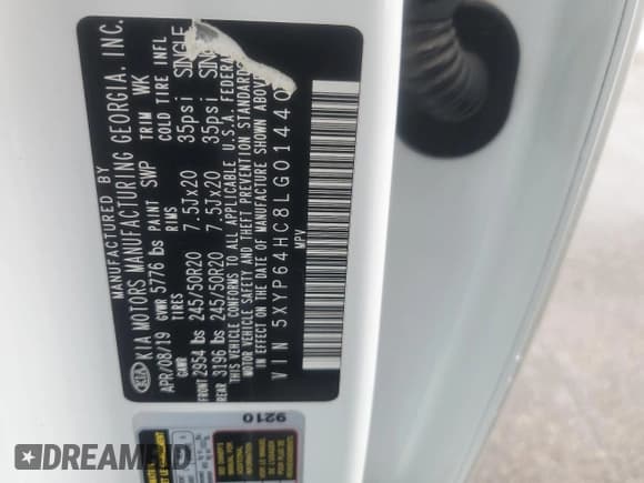 ✅ 2020 Kia Telluride S • VIN: 5XYP64HC8LG014407 • Lot: 81468975. Listed on Copart with 182,997 mi. Free auction sales archive from the USA and detailed vehicle history report at DreamBid. Image 13.