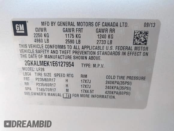 ✅ 2014 GMC Terrain SLE • VIN: 2GKALMEK1E6127954 • Лот: 43706772. Опубликован ранее на IAAI с пробегом 81 851 миль. Бесплатный доступ к архиву аукционных продаж из США и подробный отчёт об истории автомобиля на DreamBid. Изображение 9.