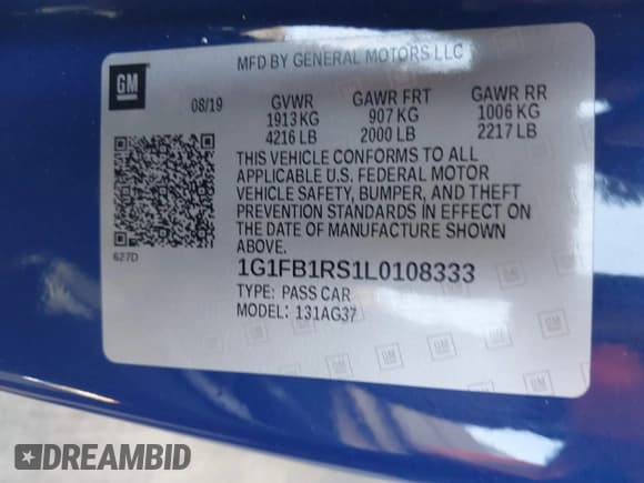 ✅ 2020 Chevrolet Camaro 1LT • VIN: 1G1FB1RS1L0108333 • Lot: 42293943. Listed on IAAI with 29,946 mi. Free auction sales archive from the USA and detailed vehicle history report at DreamBid. Image 9.