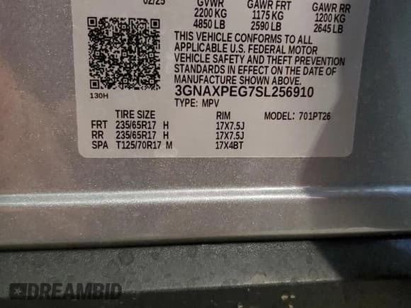 ✅ 2025 Chevrolet Equinox AWD LT • VIN: 3GNAXPEG7SL256910 • Lot: 65460035. Wystawiony na Copart z przebiegiem 1 232 mil. Bezpłatny archiwum sprzedaży aukcyjnych z USA i szczegółowy raport historii pojazdu na DreamBid. Zdjęcie 13.