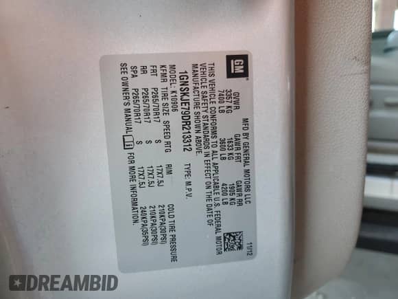 2013 Chevrolet Suburban LT with VIN 1GNSKJE79DR213312, listed as a Copart auction lot 70356745 with 79,474 mi miles and Salvage title. Bid and sale history available at DreamBid. Image 13.