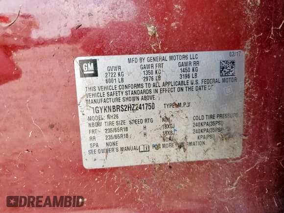 ✅ 2017 Cadillac XT5 Luxury FWD • VIN: 1GYKNBRS2HZ241750 • Лот: 61691025. Опубликован ранее на Copart с пробегом Не указан. Бесплатный доступ к архиву аукционных продаж из США и подробный отчёт об истории автомобиля на DreamBid. Изображение 13.