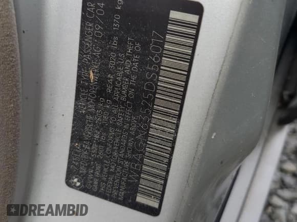 ✅ 2005 BMW 7 Series 745Li • VIN: WBAGN63525DS56017 • Lot: 74666144. Listed on Copart with Not provided. Free auction sales archive from the USA and detailed vehicle history report at DreamBid. Image 13.