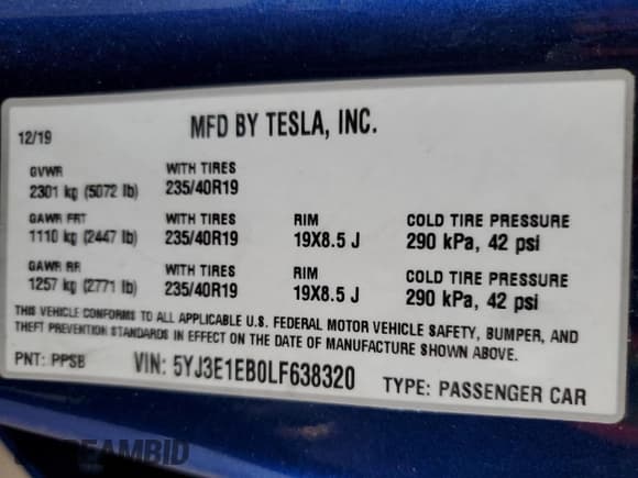 ✅ 2020 Tesla Model 3 Long Range • VIN: 5YJ3E1EB0LF638320 • Lot: 90888935. Wystawiony na Copart z przebiegiem 69 046 mil. Bezpłatny archiwum sprzedaży aukcyjnych z USA i szczegółowy raport historii pojazdu na DreamBid. Zdjęcie 12.