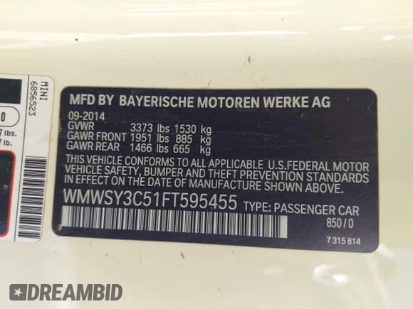 ✅ 2015 MINI Roadster S • VIN: WMWSY3C51FT595455 • Lot: 41670221. Listed on IAAI with 24,680 mi. Free auction sales archive from the USA and detailed vehicle history report at DreamBid. Image 9.