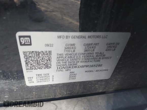 ✅ 2023 Chevrolet Suburban Z71 • VIN: 1GNSKDKD8PR165298 • Лот: 43624493. Опубликован ранее на IAAI с пробегом 91 507 миль. Бесплатный доступ к архиву аукционных продаж из США и подробный отчёт об истории автомобиля на DreamBid. Изображение 9.