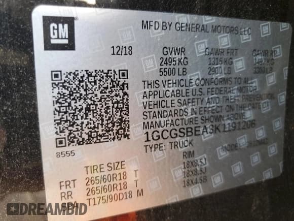 ✅ 2019 Chevrolet Colorado 2WD Work Truck • VIN: 1GCGSBEA3K1191206 • Лот: 68872824. Опубликован ранее на Copart с пробегом 55 945 миль. Бесплатный доступ к архиву аукционных продаж из США и подробный отчёт об истории автомобиля на DreamBid. Изображение 14.