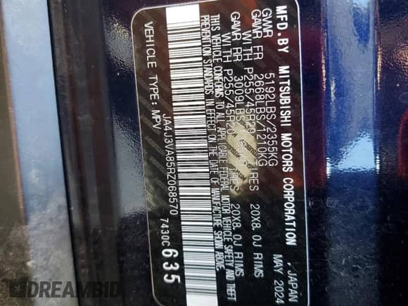 2024 Mitsubishi Outlander SE z VIN JA4J3VA85RZ068570, wystawiony jako Copart lot #86712345 z przebiegiem 34 167 mil mil oraz Czysty tytuł • Clean title. Historia ofert i sprzedaży dostępna na DreamBid. Obrazek 13.