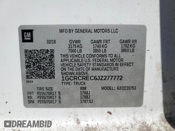 ✅ 2018 Chevrolet Silverado 1500 LT • VIN: 1GCRCREC6JZ277772 • Lot: 92760835. Wystawiony na Copart z przebiegiem Nie podano. Bezpłatny archiwum sprzedaży aukcyjnych z USA i szczegółowy raport historii pojazdu na DreamBid. Zdjęcie 12.