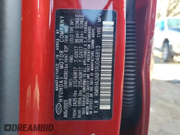 2024 Hyundai Kona SE with VIN KM8HA3AB1RU046813, listed as a Copart auction lot 85441114 with 17,457 mi miles and Non repairable. Bid and sale history available at DreamBid. Image 12.