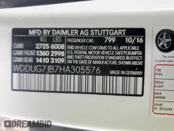 ✅ 2017 Mercedes-Benz S 63 AMG • VIN: WDDUG7JB7HA305576 • Lot: 63617845. Listed on Copart with 66,375 mi. Free auction sales archive from the USA and detailed vehicle history report at DreamBid. Image 12.