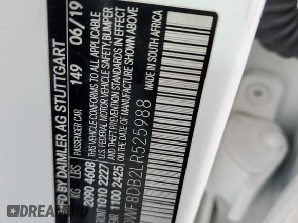 ✅ 2020 Mercedes-Benz C 300 • VIN: WDDWF8DB2LR525988 • Lot: 91461885. Listed on Copart with 78,006 mi. Free auction sales archive from the USA and detailed vehicle history report at DreamBid. Image 12.