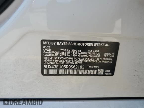 ✅ 2024 BMW X5 xDrive50e • VIN: 5UX43EU05R9S62183 • Lot: 84599555. Listed on Copart with Not provided. Free auction sales archive from the USA and detailed vehicle history report at DreamBid. Image 13.