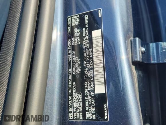 ✅ 2022 Volvo XC60 R-Design • VIN: YV4H60DM5N1050597 • Lot: 65517745. Listed on Copart with 58,638 mi. Free auction sales archive from the USA and detailed vehicle history report at DreamBid. Image 13.