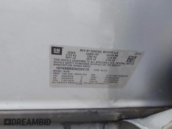 ✅ 2017 Cadillac XT5 Luxury FWD • VIN: 1GYKNBRS5HZ326176 • Lot: 43578410. Listed on IAAI with 155,299 mi. Free auction sales archive from the USA and detailed vehicle history report at DreamBid. Image 9.