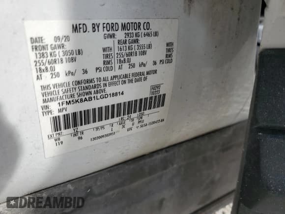 ✅ 2020 Ford Police Interceptor Utility • VIN: 1FM5K8AB1LGD18814 • Лот: 55381725. Опубликован ранее на Copart с пробегом 80 132 миль. Бесплатный доступ к архиву аукционных продаж из США и подробный отчёт об истории автомобиля на DreamBid. Изображение 14.