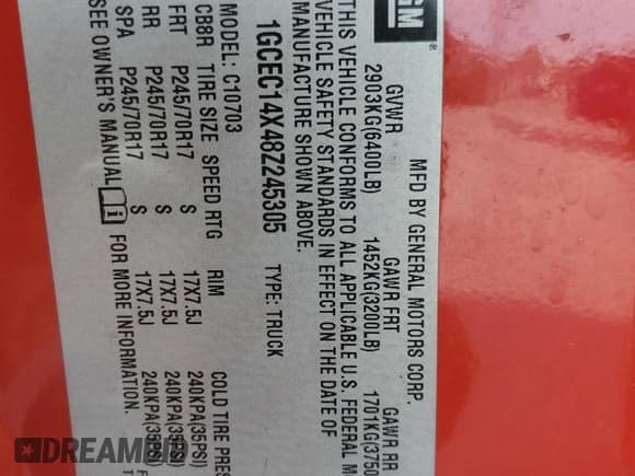 ✅ 2008 Chevrolet Silverado 1500 Work Truck • VIN: 1GCEC14X48Z245305 • Lot: 90013905. Listed on Copart with 88,605 mi. Free auction sales archive from the USA and detailed vehicle history report at DreamBid. Image 12.