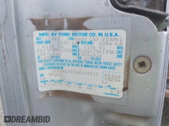 ✅ 1988 Ford Ranger • VIN: 1FTCR15T8JPA26107 • Lot: 42514176. Listed on IAAI with 253,740 mi. Free auction sales archive from the USA and detailed vehicle history report at DreamBid. Image 9.