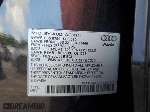✅ 2012 Audi Q7 Premium Plus • VIN: WA1LGAFE8CD003429 • Lot: 82756965. Wystawiony na Copart z przebiegiem 148 495 mil. Bezpłatny archiwum sprzedaży aukcyjnych z USA i szczegółowy raport historii pojazdu na DreamBid. Zdjęcie 13.