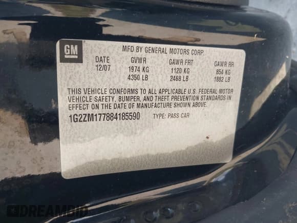 ✅ 2008 Pontiac G6 GXP • VIN: 1G2ZM177884185590 • Lot: 43510658. Wystawiony na IAAI z przebiegiem 168 542 mil. Bezpłatny archiwum sprzedaży aukcyjnych z USA i szczegółowy raport historii pojazdu na DreamBid. Zdjęcie 9.