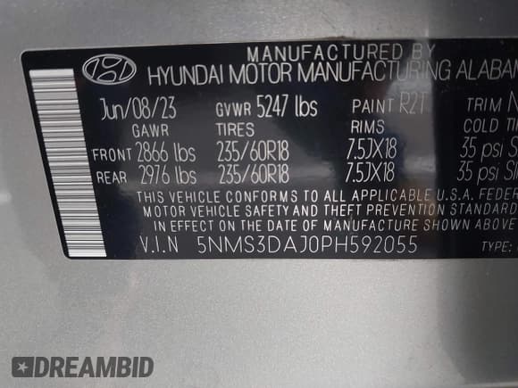 ✅ 2023 Hyundai Santa Fe SEL • VIN: 5NMS3DAJ0PH592055 • Lot: 43742005. Wystawiony na IAAI z przebiegiem 43 790 mil. Bezpłatny archiwum sprzedaży aukcyjnych z USA i szczegółowy raport historii pojazdu na DreamBid. Zdjęcie 9.