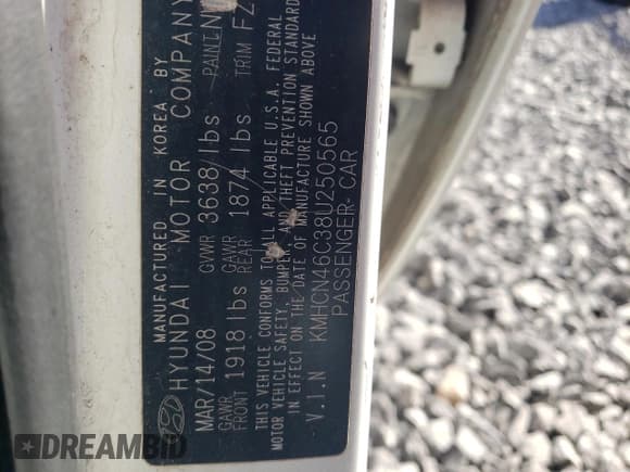 ✅ 2008 Hyundai Accent GLS • VIN: KMHCN46C38U250565 • Лот: 45322385. Опубликован ранее на Copart с пробегом 84 618 миль. Бесплатный доступ к архиву аукционных продаж из США и подробный отчёт об истории автомобиля на DreamBid. Изображение 12.