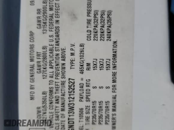 2001 Chevrolet Blazer LT z VIN 1GNDT13W312152527, wystawiony jako Copart lot #88365565 z przebiegiem 200 832 mil mil oraz Szkoda całkowita • Salvage title. Historia ofert i sprzedaży dostępna na DreamBid. Obrazek 14.