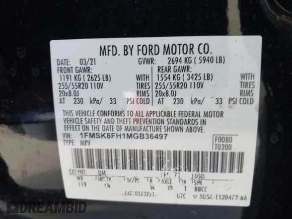 ✅ 2021 Ford Explorer Limited • VIN: 1FMSK8FH1MGB36497 • Lot: 43331709. Wystawiony na IAAI z przebiegiem 124 720 mil. Bezpłatny archiwum sprzedaży aukcyjnych z USA i szczegółowy raport historii pojazdu na DreamBid. Zdjęcie 9.