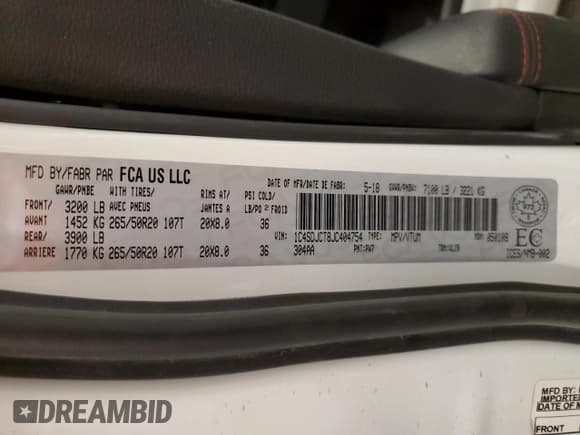 ✅ 2018 Dodge Durango R/T • VIN: 1C4SDJCT8JC404754 • Лот: 81696735. Опубликован ранее на Copart с пробегом 113 751 миль. Бесплатный доступ к архиву аукционных продаж из США и подробный отчёт об истории автомобиля на DreamBid. Изображение 13.