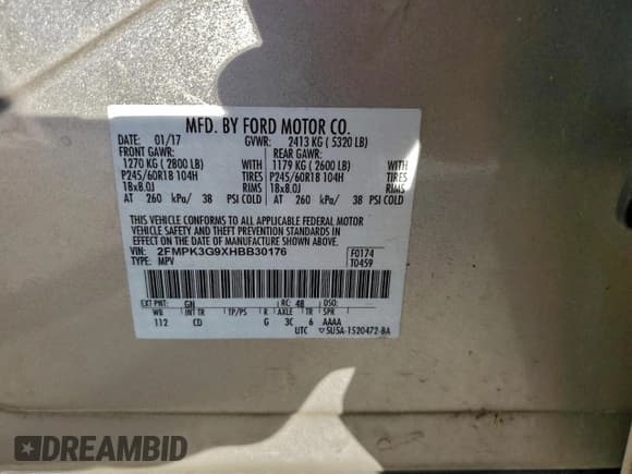 ✅ 2017 Ford Edge SE • VIN: 2FMPK3G9XHBB30176 • Lot: 96070575. Wystawiony na Copart z przebiegiem 150 076 mil. Bezpłatny archiwum sprzedaży aukcyjnych z USA i szczegółowy raport historii pojazdu na DreamBid. Zdjęcie 14.
