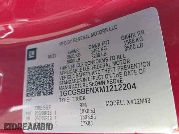 ✅ 2021 Chevrolet Colorado 2WD Work Truck • VIN: 1GCGSBENXM1212204 • Lot: 41913861. Wystawiony na IAAI z przebiegiem 67 484 mil. Bezpłatny archiwum sprzedaży aukcyjnych z USA i szczegółowy raport historii pojazdu na DreamBid. Zdjęcie 9.