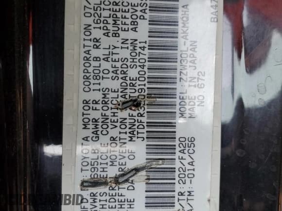 ✅ 2001 Toyota MR2 • VIN: JTDFR320910040741 • Лот: 84292914. Опубликован ранее на Copart с пробегом 139 305 миль. Бесплатный доступ к архиву аукционных продаж из США и подробный отчёт об истории автомобиля на DreamBid. Изображение 12.