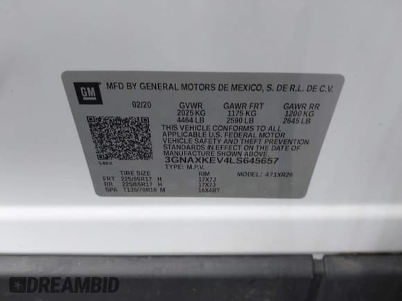 ✅ 2020 Chevrolet Equinox LT • VIN: 3GNAXKEV4LS645657 • Lot: 43399695. Wystawiony na IAAI z przebiegiem 76 636 mil. Bezpłatny archiwum sprzedaży aukcyjnych z USA i szczegółowy raport historii pojazdu na DreamBid. Zdjęcie 9.